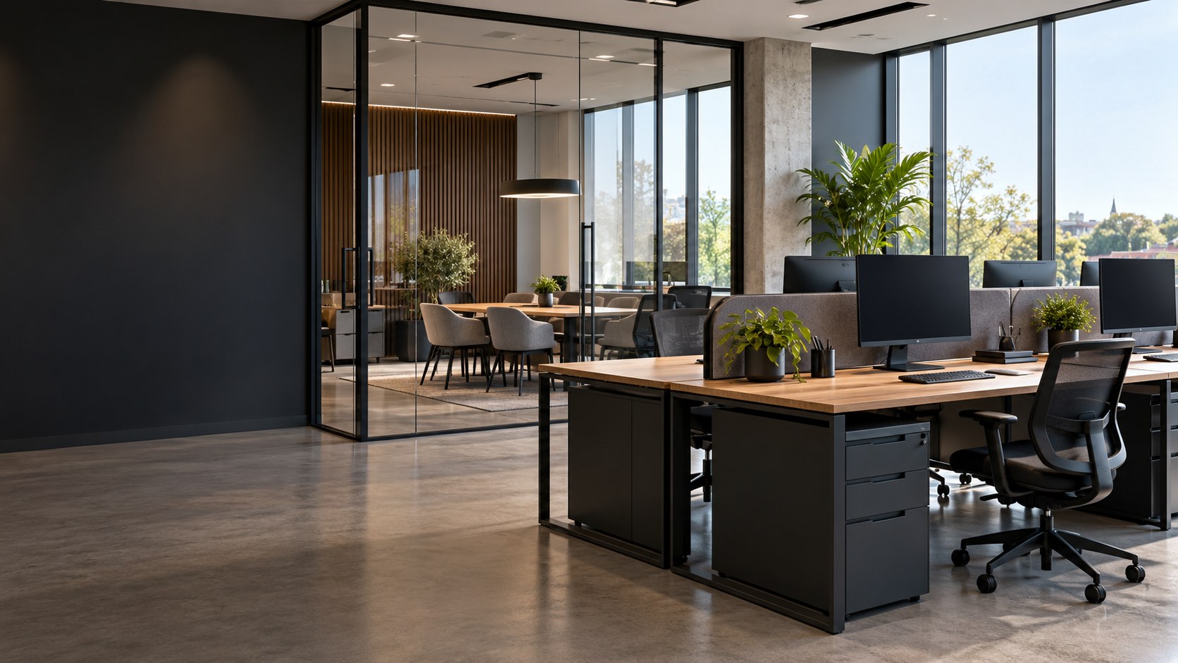 Illustrative bright office workspace